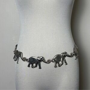 Elephant Chain Belt Women's Silver Tone Vintage 80s Safari Going Out Adjustable
